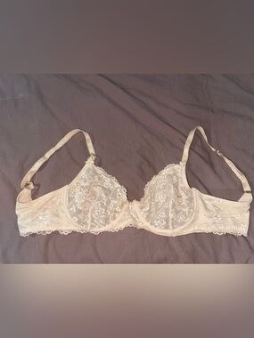 Salvage Sheer Floral Lace Bra in Light Beige